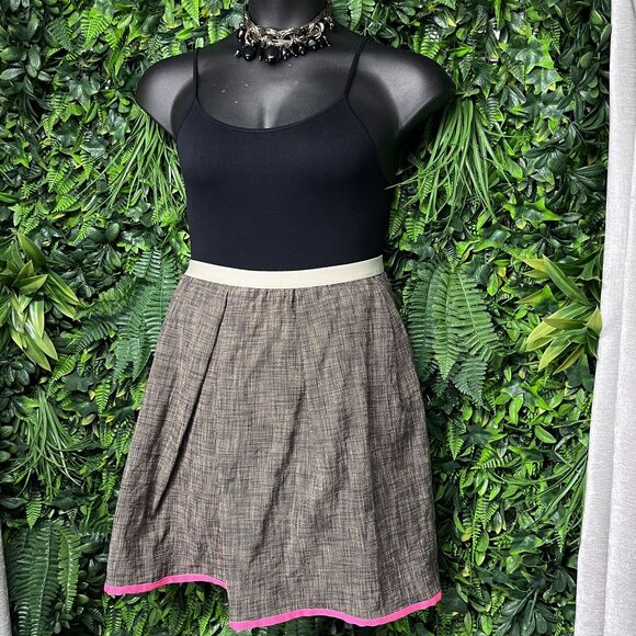 HACHE Skirt Women Italy 46 US Large A Line Pleated Stretch Waist Pink Hem 2385 - Picture 3 of 12